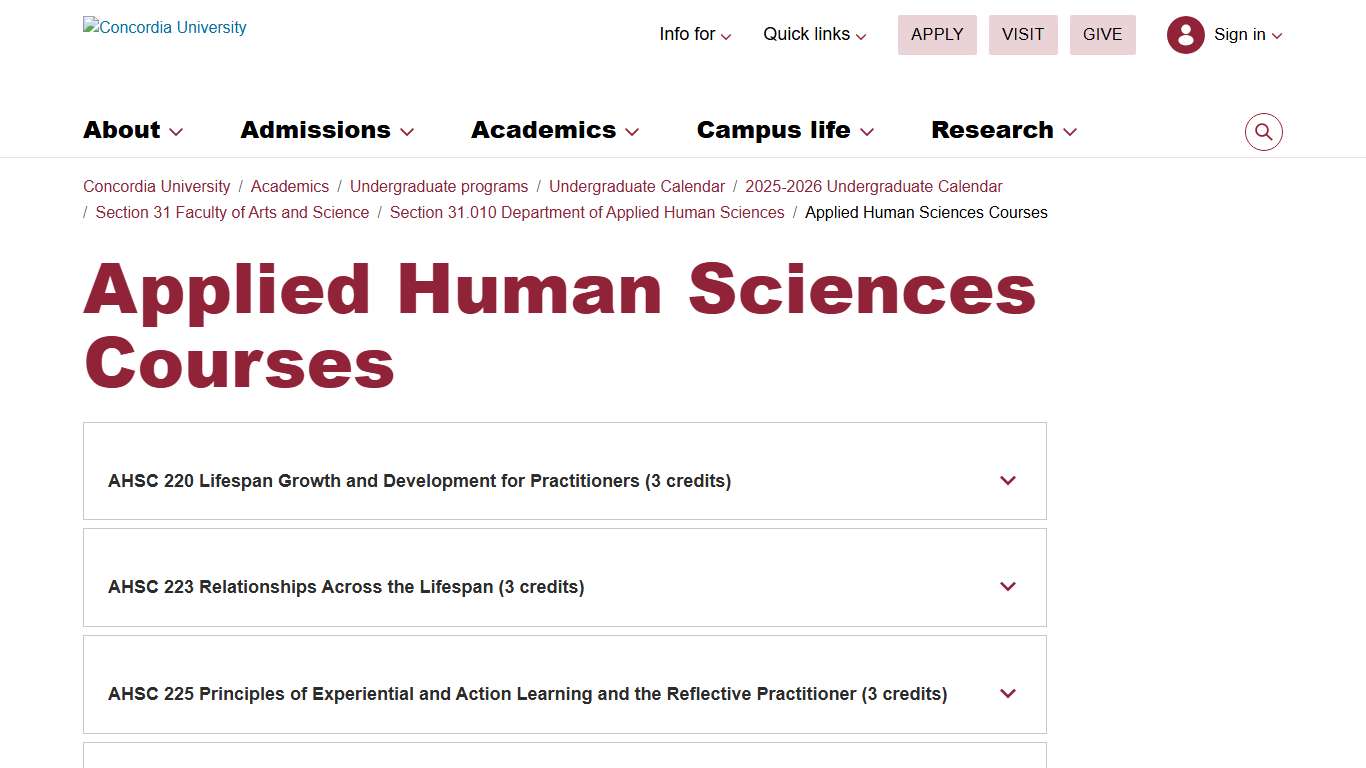 Applied Human Sciences Courses - Concordia University